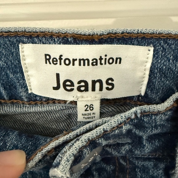 Reformation Women's Lisa High Rise Straight Long Blue Jeans, Size 26 denim - Picture 3 of 7